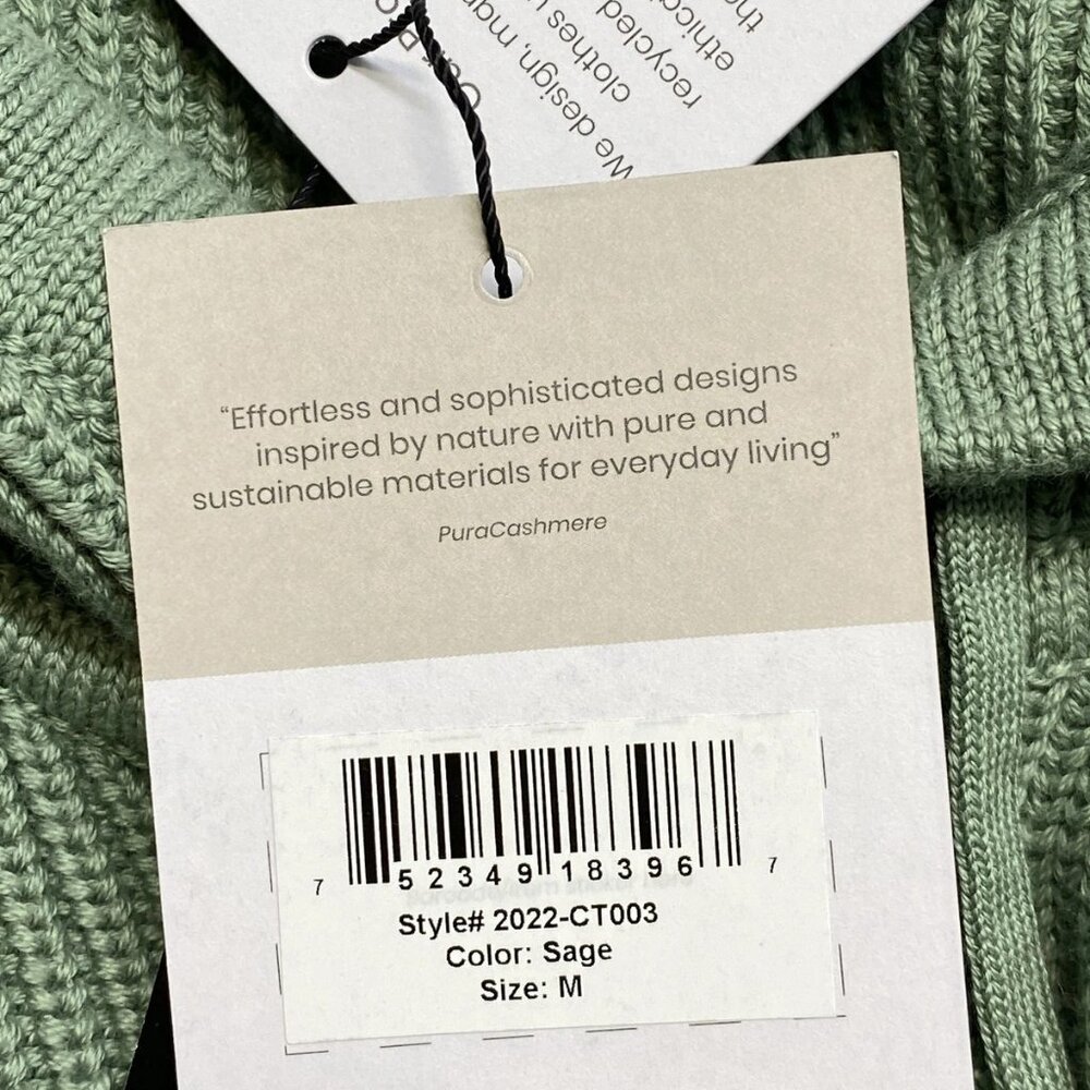 NWT Pura Cashmere Women's Fisherman Hoodie Sweater Size M Sage Green Full Zip - Picture 10 of 15
